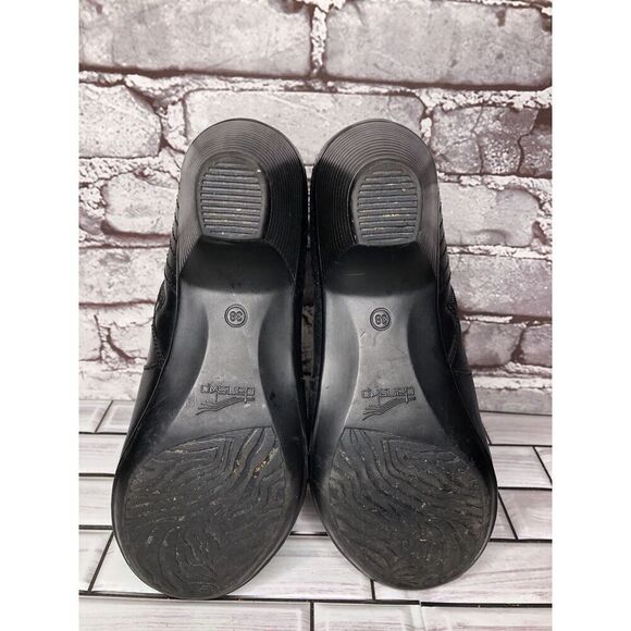 Dansko Black Leather Ankle Boots Block Heel Zip Heel Booties Women 38EU/7.5M US - Picture 8 of 16